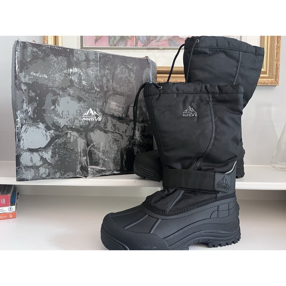 New! Nortiv 8 Men's Tall Winter Snow Boots QUEBEC Black Waterproof Mens 11